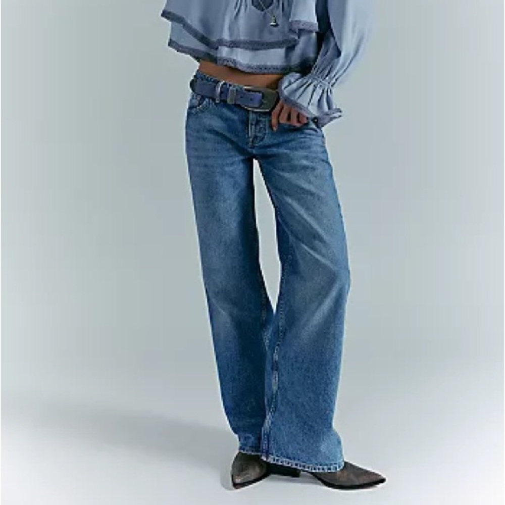 Free People French Girl Flare Blue Jeans High Rise Women's Size 30